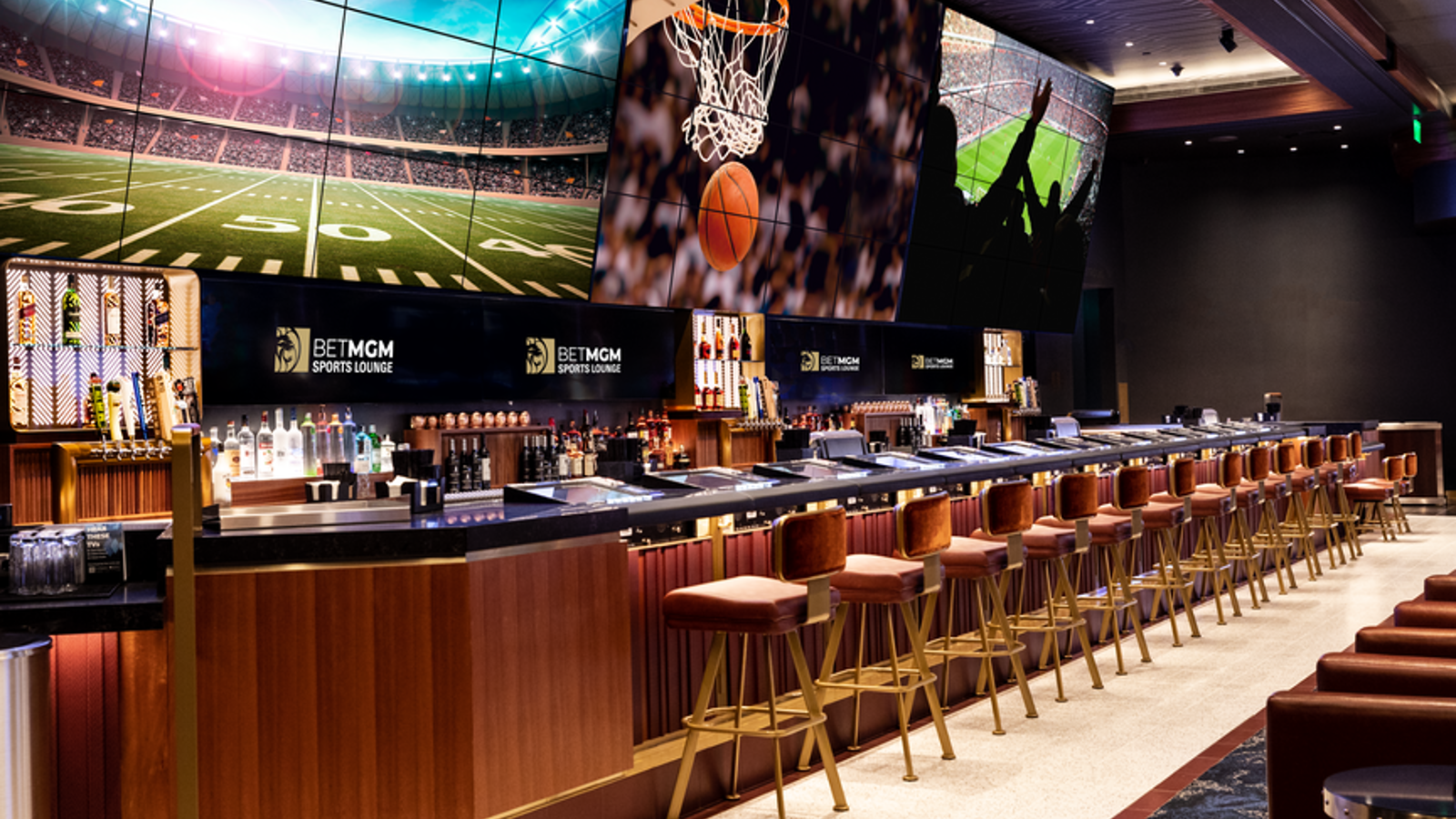 a bar with a large screen