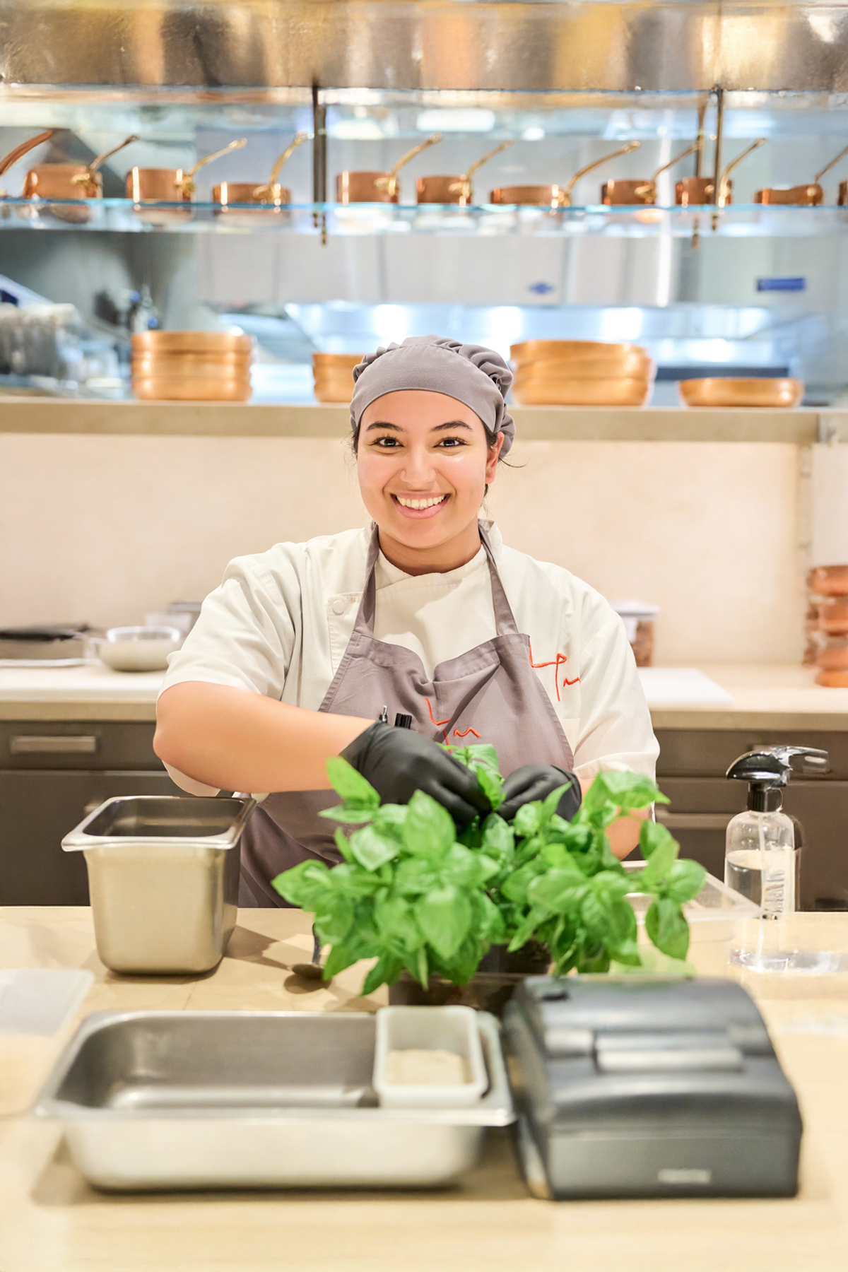 a person in a kitchen