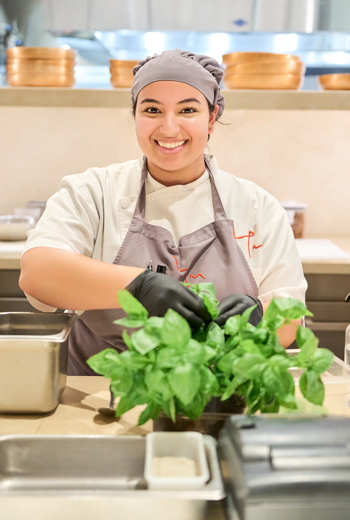 a person in a kitchen
