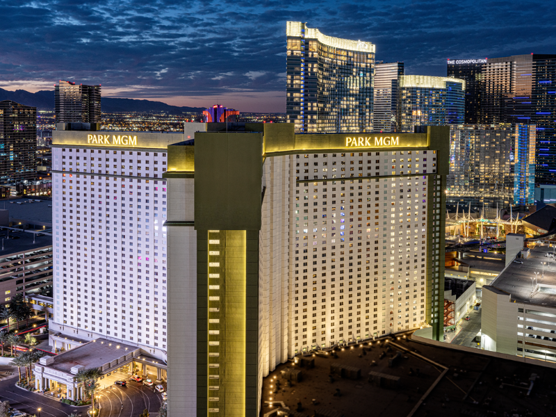 a large buildings with lights at night