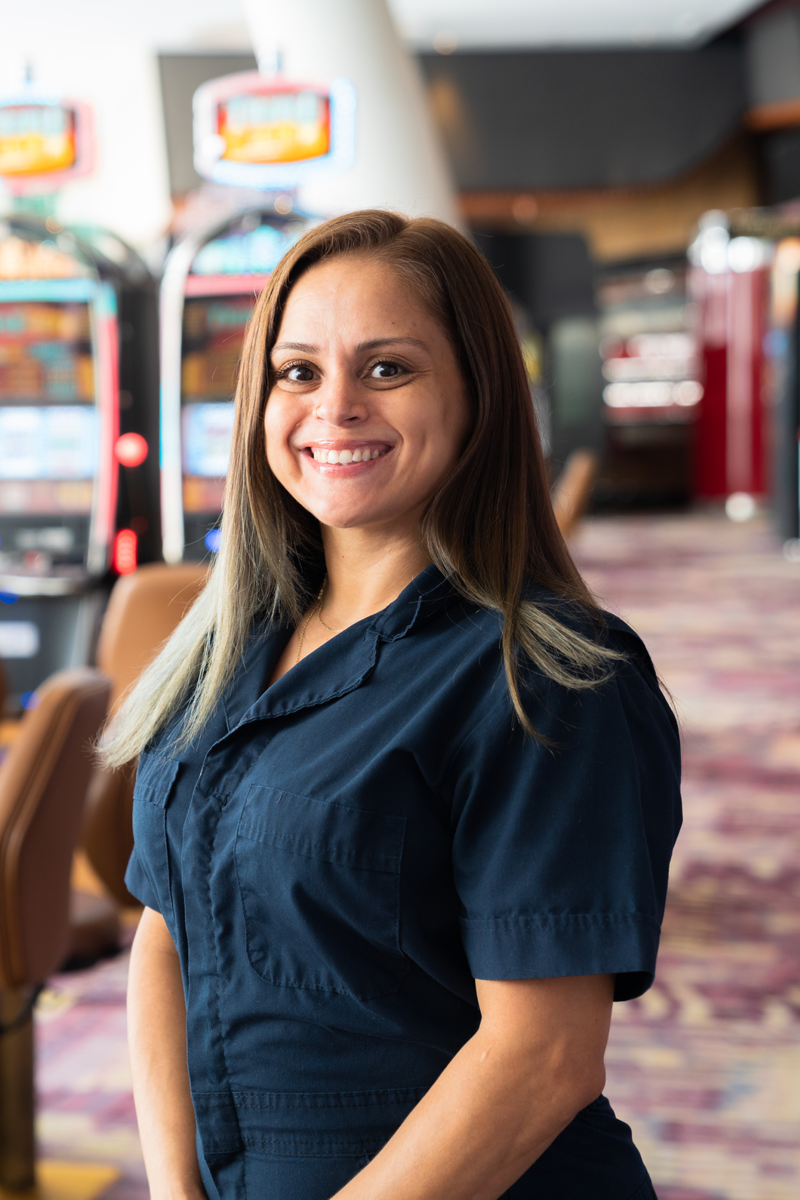 a person standing in a casino