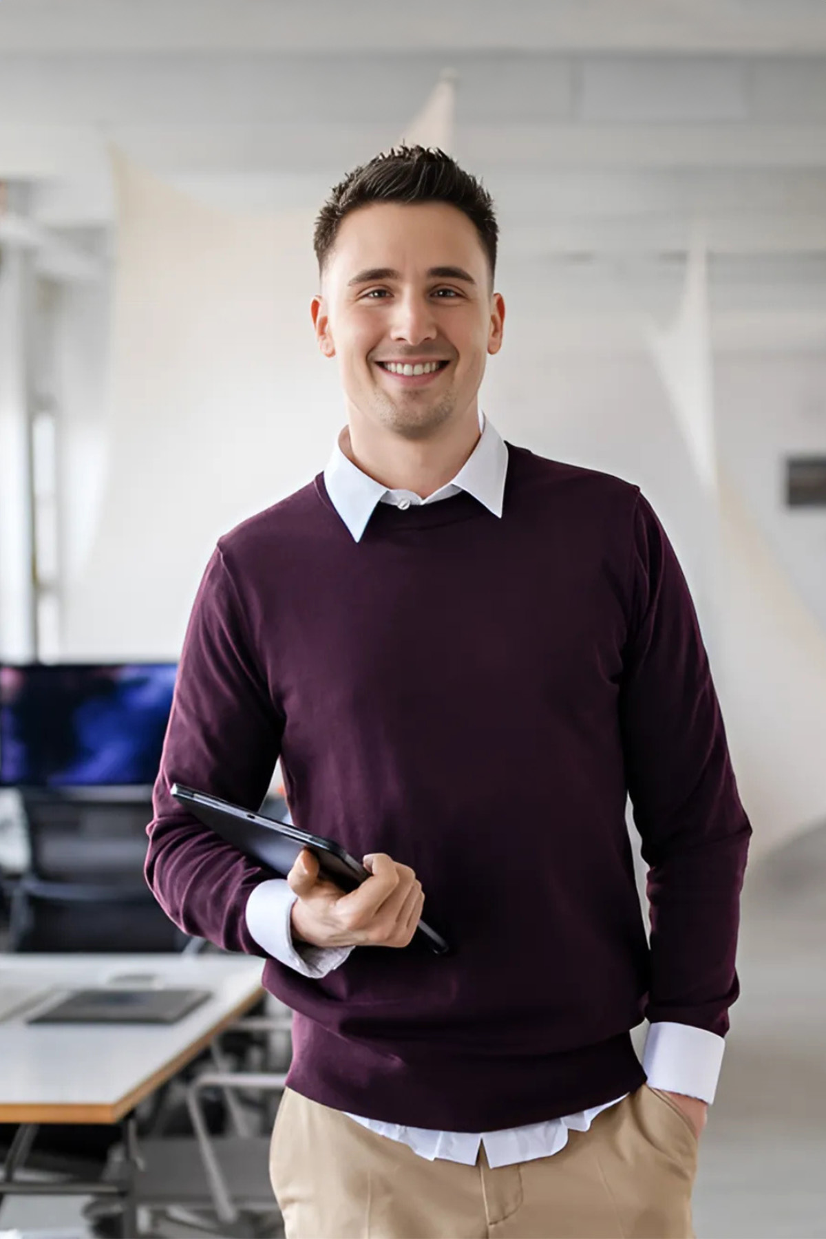 a person holding a tablet