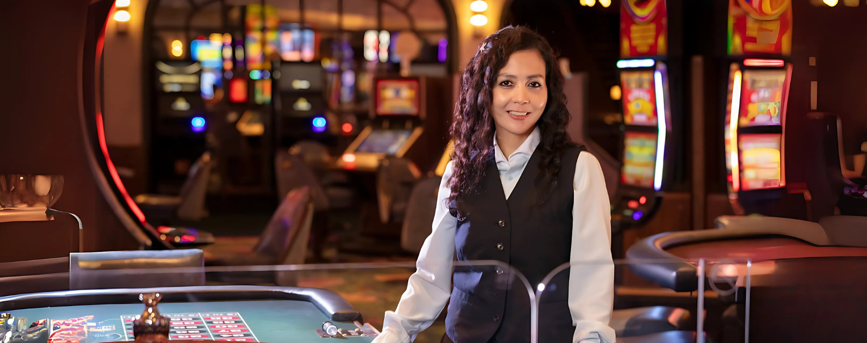 a person standing at a table