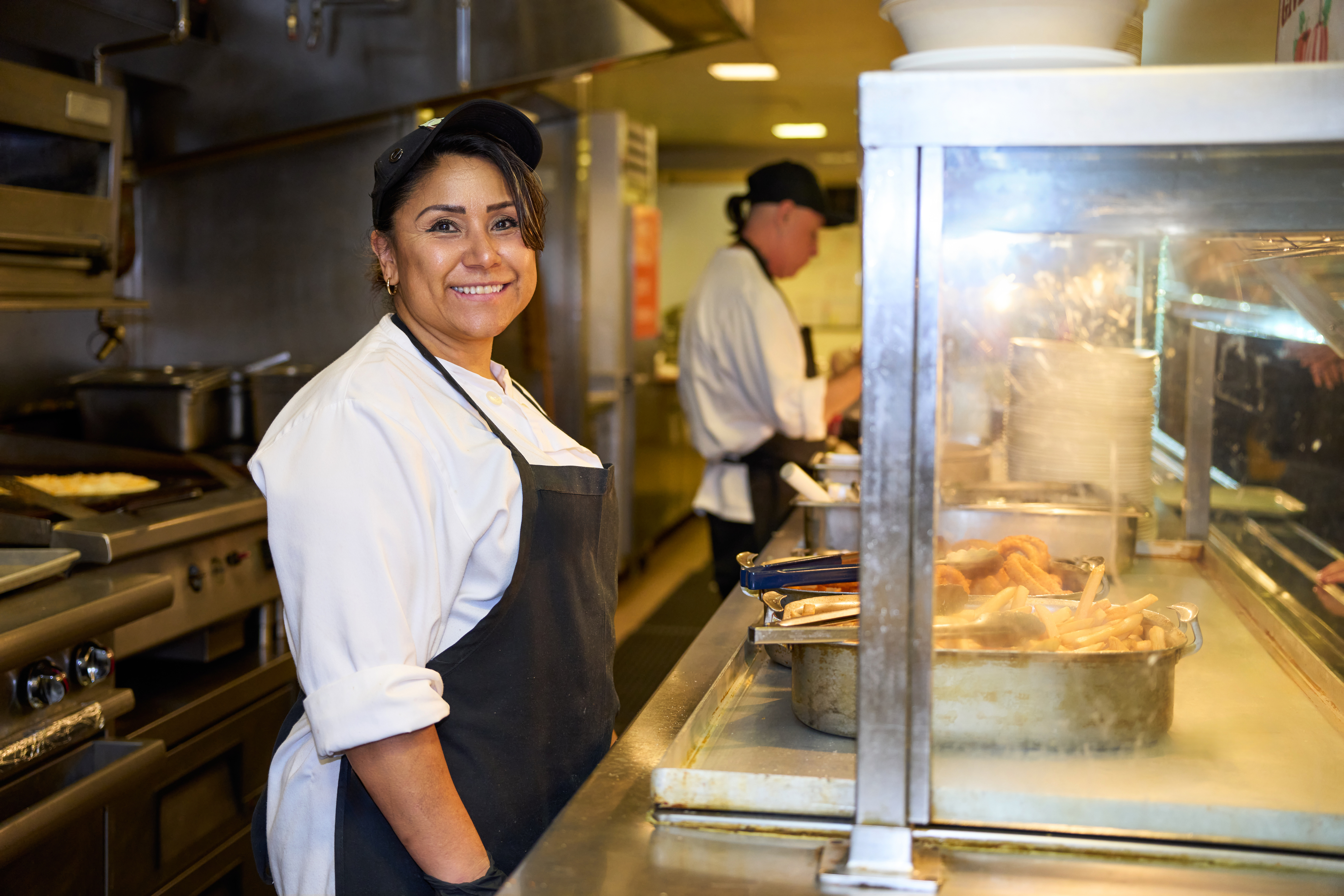 a person in a kitchen