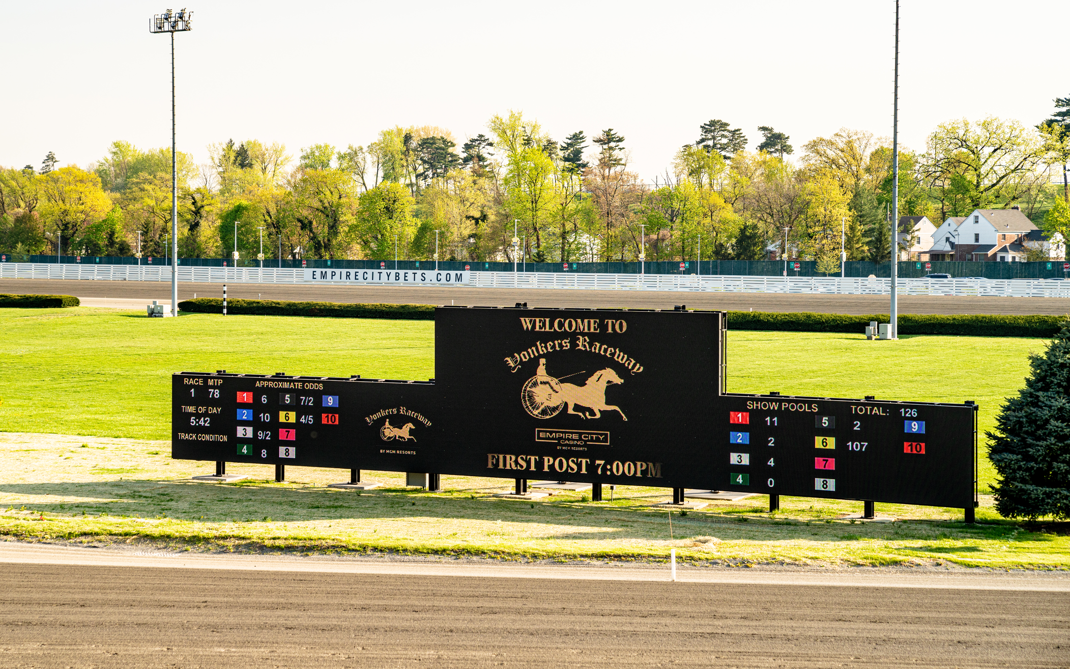 a sign on a track