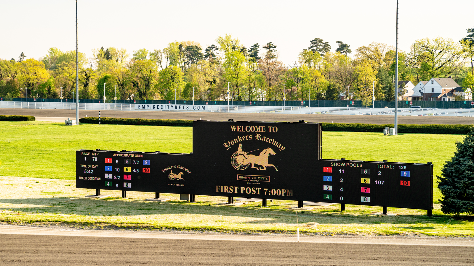 a sign on a track