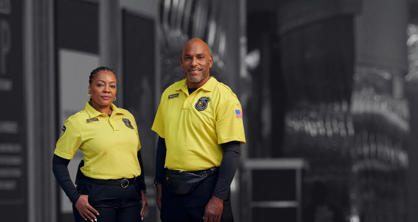 a person and person in yellow shirts