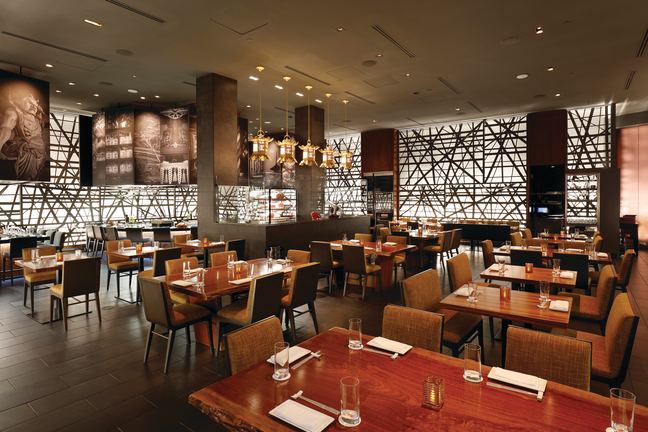 a restaurant with tables and chairs