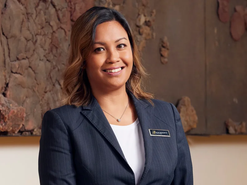 a person standing at a desk