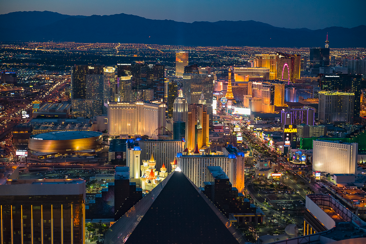 Las Vegas Stripscape with lights at night