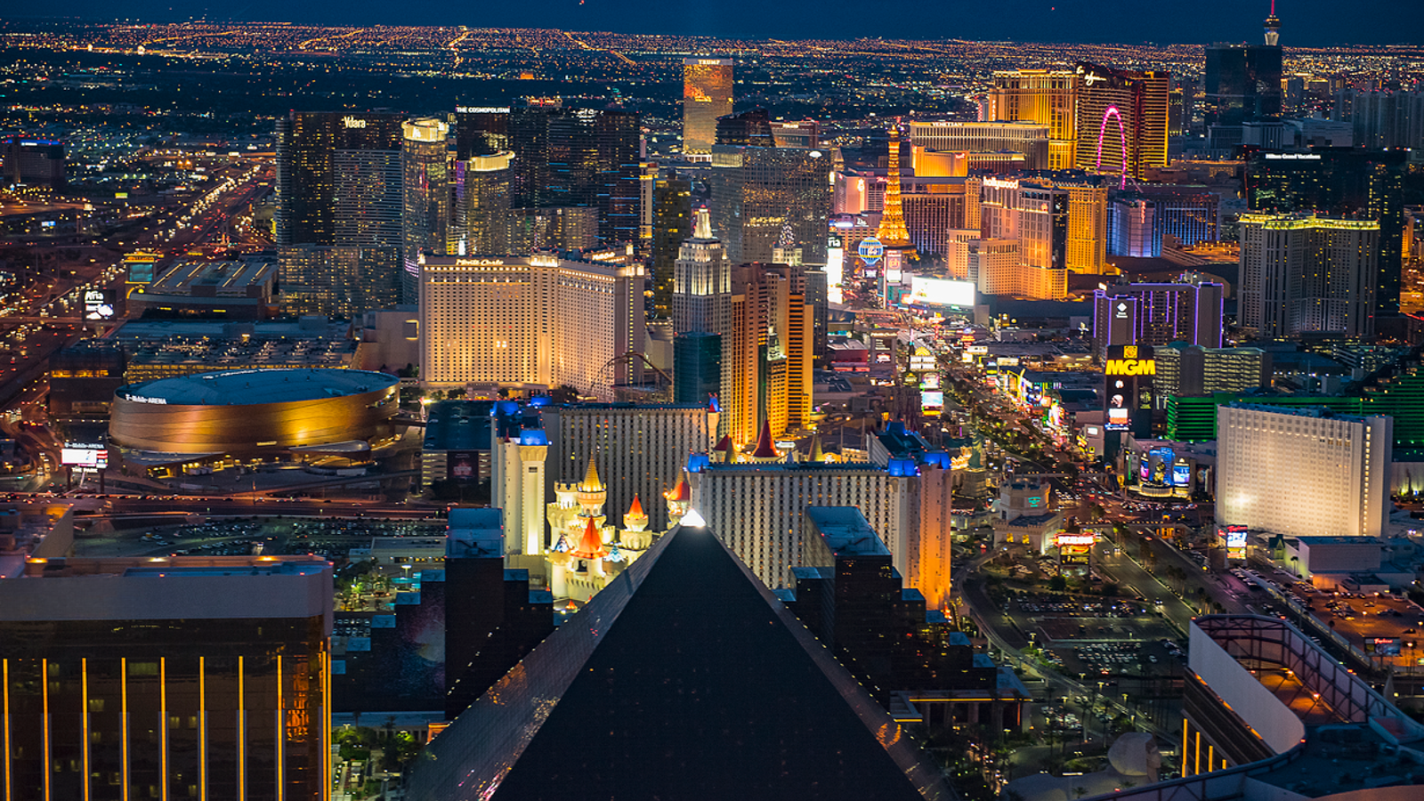 Las Vegas Stripscape with lights at night