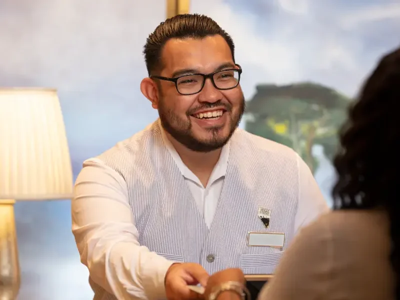 a person smiling at a person