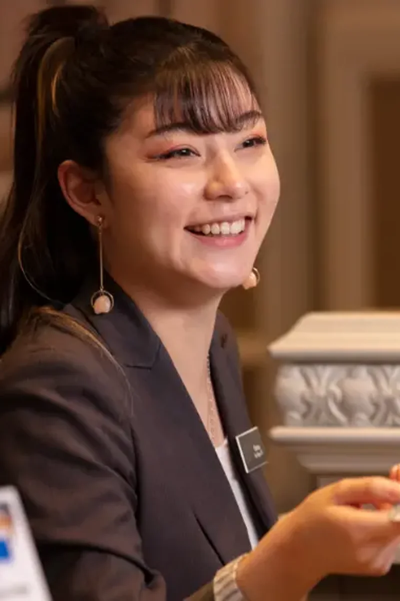 a person smiling at another person