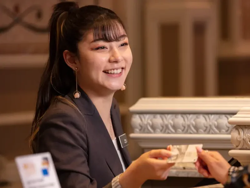 a person smiling at another person
